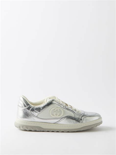 Women's MAC80 trainer in metallic silver leather 